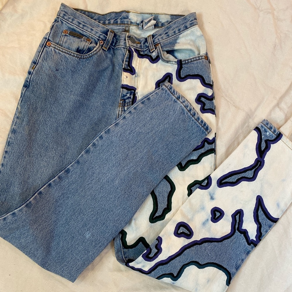 Hand Painted/ Bleached Vintage Calvin Klein Denim